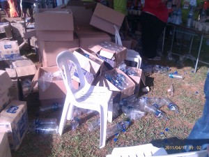 empty plastic bottles at the water stations